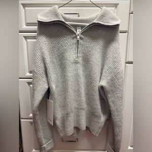 NWT Lululemon Alpaca-Blend Half Zip Collared Sweater Gray Sz Medium